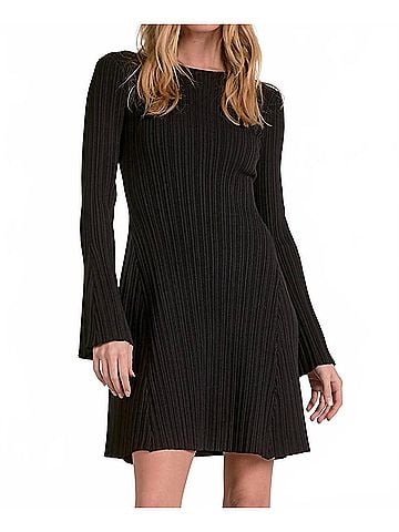 Elan Marlow Bell Sleeve Dress in Black (view 2)