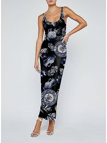 L'Agence Akiya Maxi Tank Dress in Blue Porcelain (view 2)