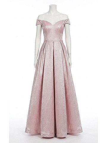 Clarisse Fit And Flare Maxi Dress in Silver/Blush (view 1)