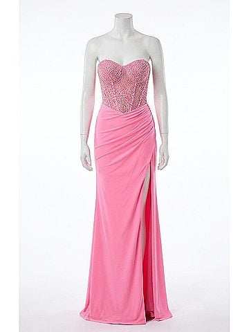 La Femme Strapless Prom Dress in Pink (view 1)