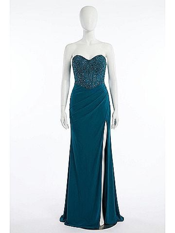 La Femme Women's Prom Dress in Dark Teal (view 1)