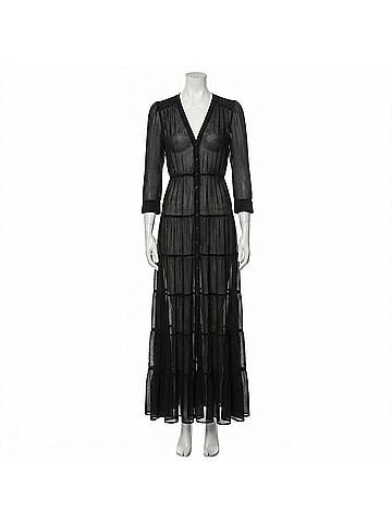 L'Agence Seraphina Tiered With Slip Maxi Dress in Black (view 1)