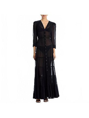 L'Agence Seraphina Tiered With Slip Maxi Dress in Black (view 2)