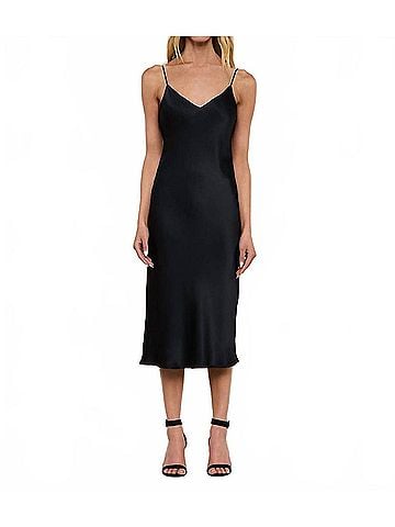 L'Agence Jodie Silk Slip Dress in Black (view 2)