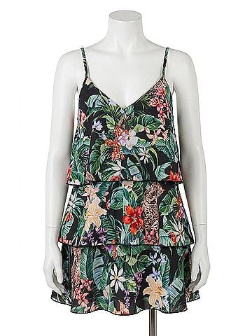 Show Me Your Mumu Suarez Ruffle Mini Dress in Jungle Mirage (view 1)