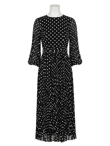Zimmermann Sunray Long Sleeve Polka Dot Midi Dress in Black (view 1)