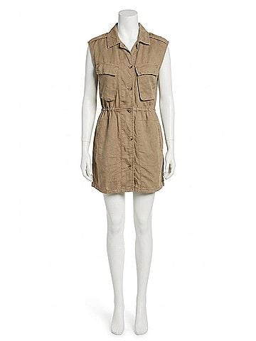 Dex Utility Mini Dress in Mushroom (view 1)