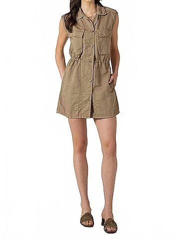 Dex Utility Mini Dress in Mushroom (view 2)