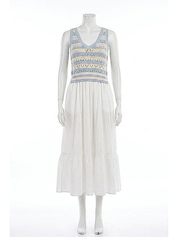 Elan Mixed Media Midi Dress in Light Blue (view 1)