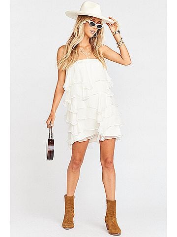 Show Me Your Mumu Rowen Ruffle Dress in White (view 2)