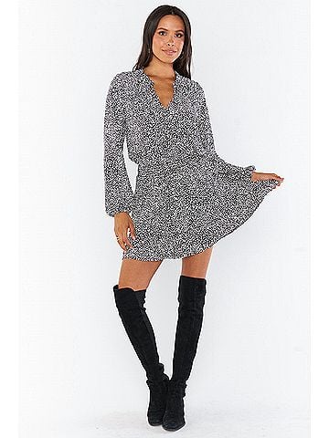Show Me Your Mumu Tatum Mini Dress in Black Petite Cheetah (view 2)