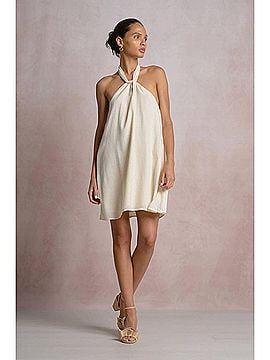 Elan Women's Lucia Halter Dress in Beige (view 2)