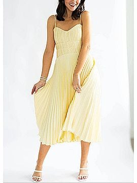 Astr Shionagh Midi Dress in Yellow (view 2)