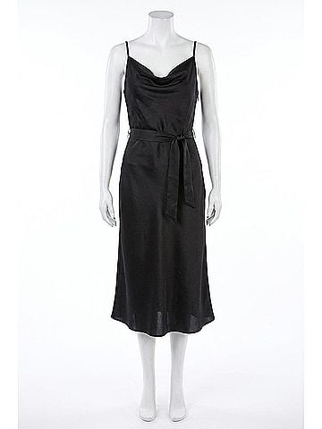 Glam Lucille Draped Neck Midi Dress in Black (view 1)