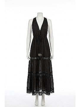Elan Caicos Midi Dress With Crochet Detail in Black (view 1)