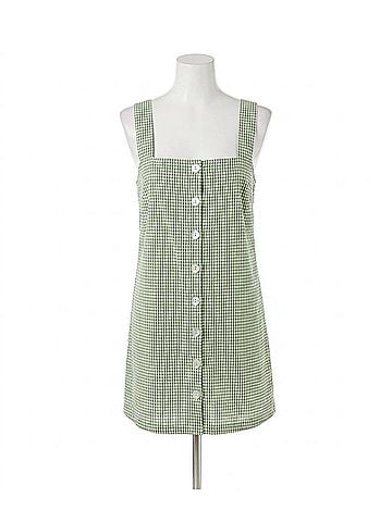 Show Me Your Mumu Gingham Everly Mini Dress in Field Green (view 1)