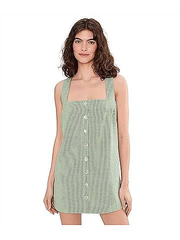 Show Me Your Mumu Gingham Everly Mini Dress in Field Green (view 2)