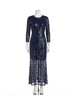 Karen Kane 3/4 Sleeve Sequin Side Slit Dress in Navy (view 1)