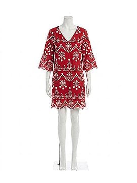Karen Kane Flare Sleeve Embroidered Dress in Red With Off White (view 1)