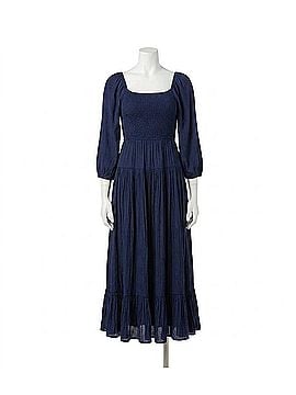 Karen Kane Blouson Sleeve Smocked Midi Dress in Navy (view 1)