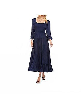 Karen Kane Blouson Sleeve Smocked Midi Dress in Navy (view 2)