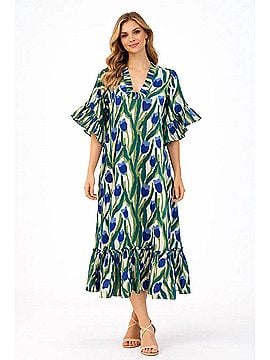 Fitzroy & Willa Soleil Maxi Dress in Tulips- Blue (view 2)
