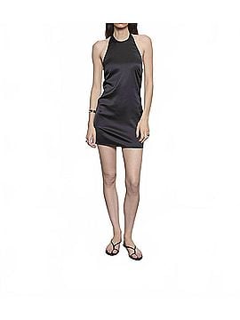 Enza Costa Lustre Mini Halter Dress in Black (view 2)