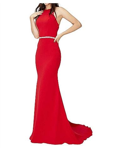 Angela & Alison Mermaid Prom Dress in Hot Red (view 2)