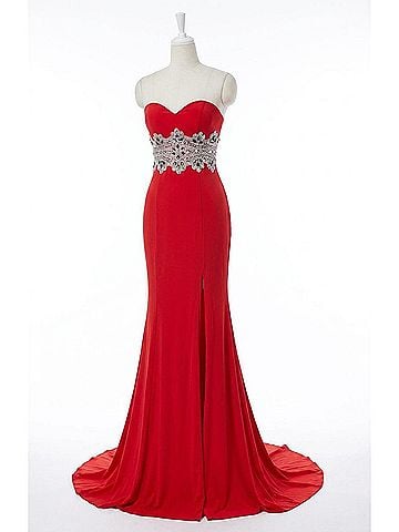Angela & Alison Mermaid Prom Dress in Hot Red (view 1)