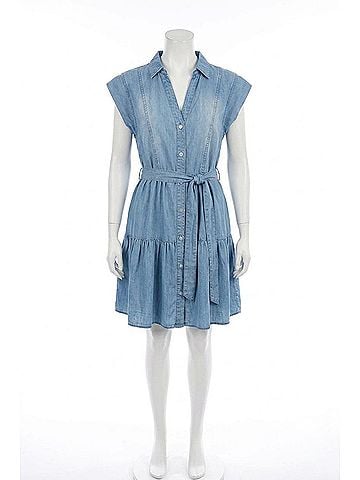 Elan Denim Button Down Dress in Blue (view 1)