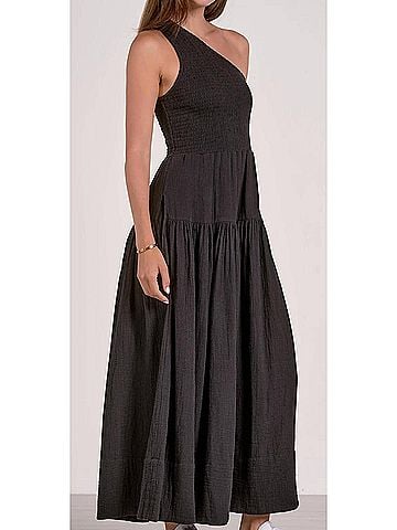 Elan One Shoulder Strap Maxi in Black (view 2)