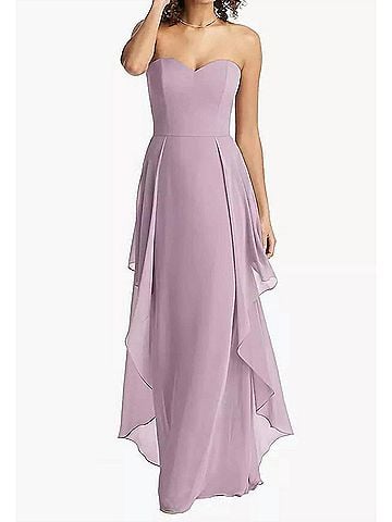 Dessy Collection Lux Strapless Chiffon Dress in Suede Rose (view 2)