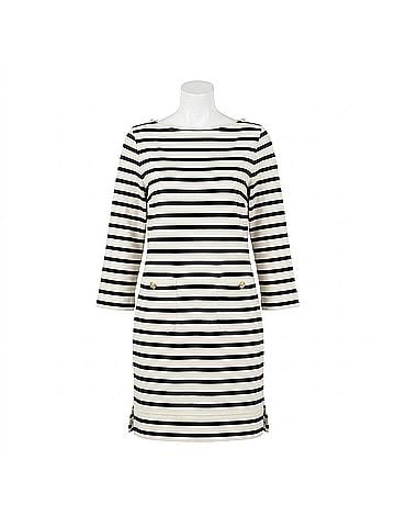 J.Crew Mariner Cloth Shirtdress With Gold Buttons in Black/White (view 1)