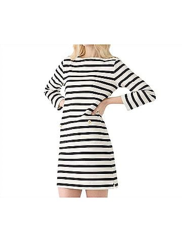 J.Crew Mariner Cloth Shirtdress With Gold Buttons in Black/White (view 2)