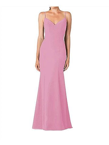 Bari Jay Flirty Mermaid Gown in Metalic Rose (view 2)