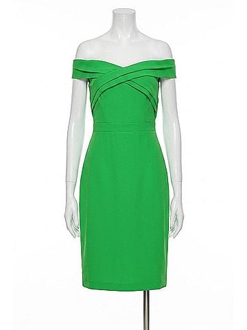 Adelyn Rae Isla Off Shoulder Crepe Mini Dress in Green (view 1)