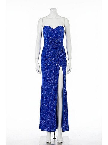 La Femme Sweetheart Neckline Knot Detail At Waist Prom Dress in Royal Blue (view 1)