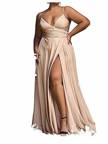 Cinderella Divine Soft Satin Sweetheart Long Dress in Nude (view 2)