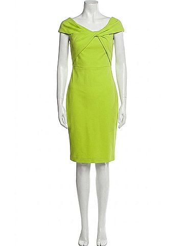 Eliza J Wrapped Neckline Midi Dress in Lime Green (view 1)