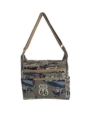 Route 66 Unisex Tapestry Crossbody Bag in Beige (view 1)
