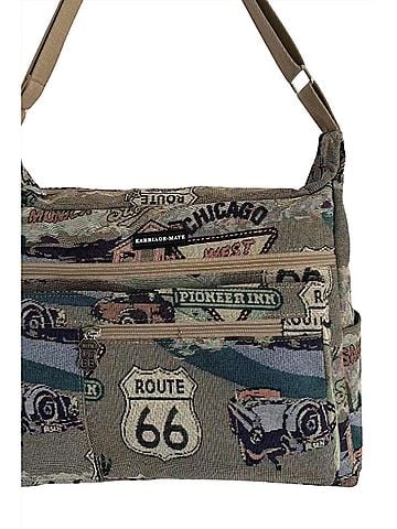 Route 66 Unisex Tapestry Crossbody Bag in Beige (view 2)