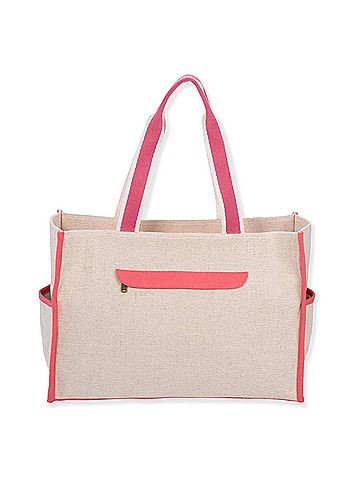 Sun N Sand Women's Floral Flamingos Shoulder Tote Bag in Pink (view 2)