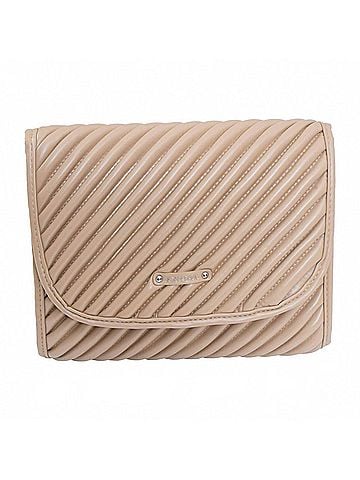 Joan & David Women's Diagonal Quilted Hanging Toiletry Case in Tan (view 1)