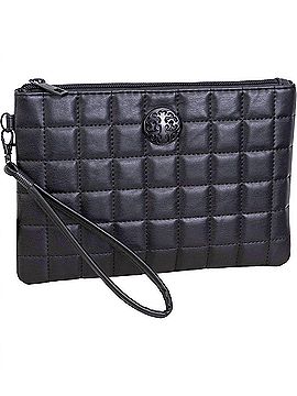 Rebecca and Rifka Women's Box Quilted Wristlet Pouch in Black (view 1)