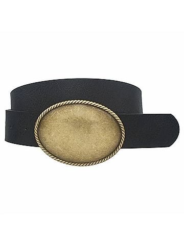 Joia Women's Western Rope Trim Vegan Leather Belt in Black (view 1)