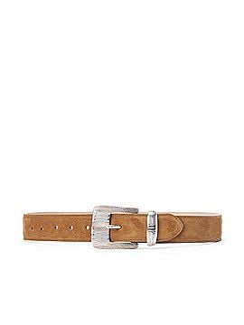 L'Agence Women's Aya Western Suede Engraved Belt in Cognac (view 1)