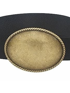 Joia Women's Western Rope Trim Vegan Leather Belt in Black (view 2)