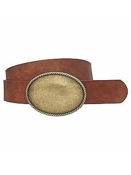 Joia Women's Western Rope Trim Vegan Leather Belt in Brown (view 1)