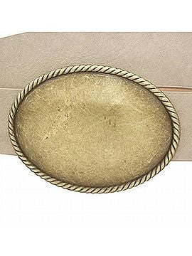 Joia Women's Western Rope Trim Vegan Leather Belt in Taupe (view 2)