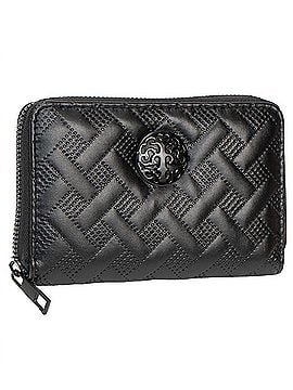 Rebecca and Rifka Women's Smooth Basket Weave Quilt With Medallion Zip Indexer Wallet in Black (view 1)